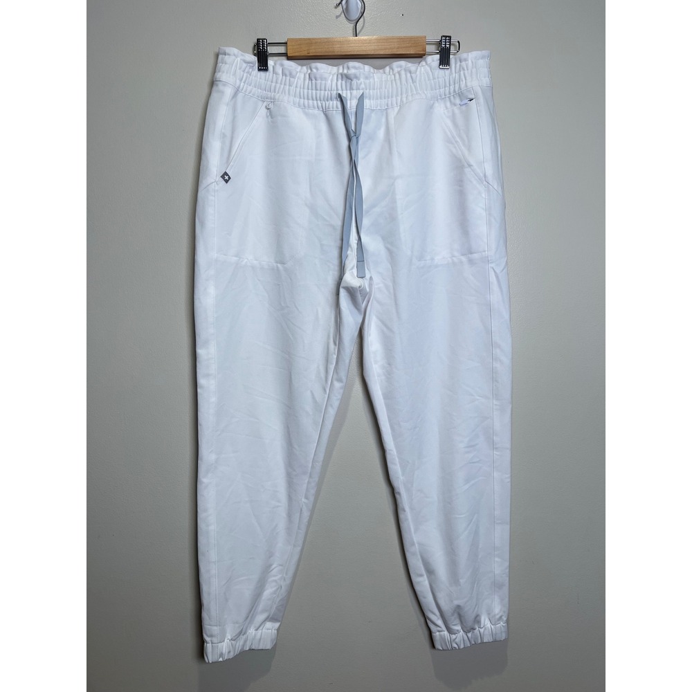 FIGS Regina HW Jogger Scrub Pant Womens XL White High Waisted 9-Pocket Uniform